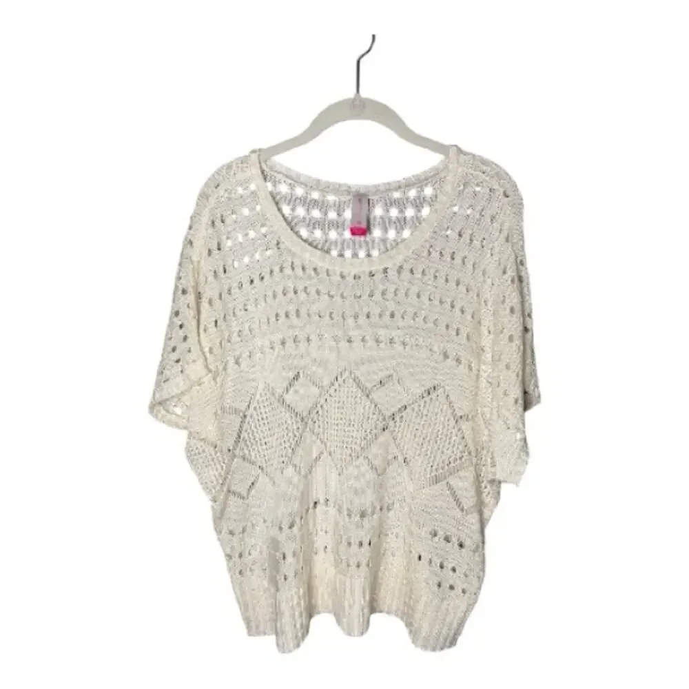 No Boundaries White Open Knit Short Sleeve Sweater XXL